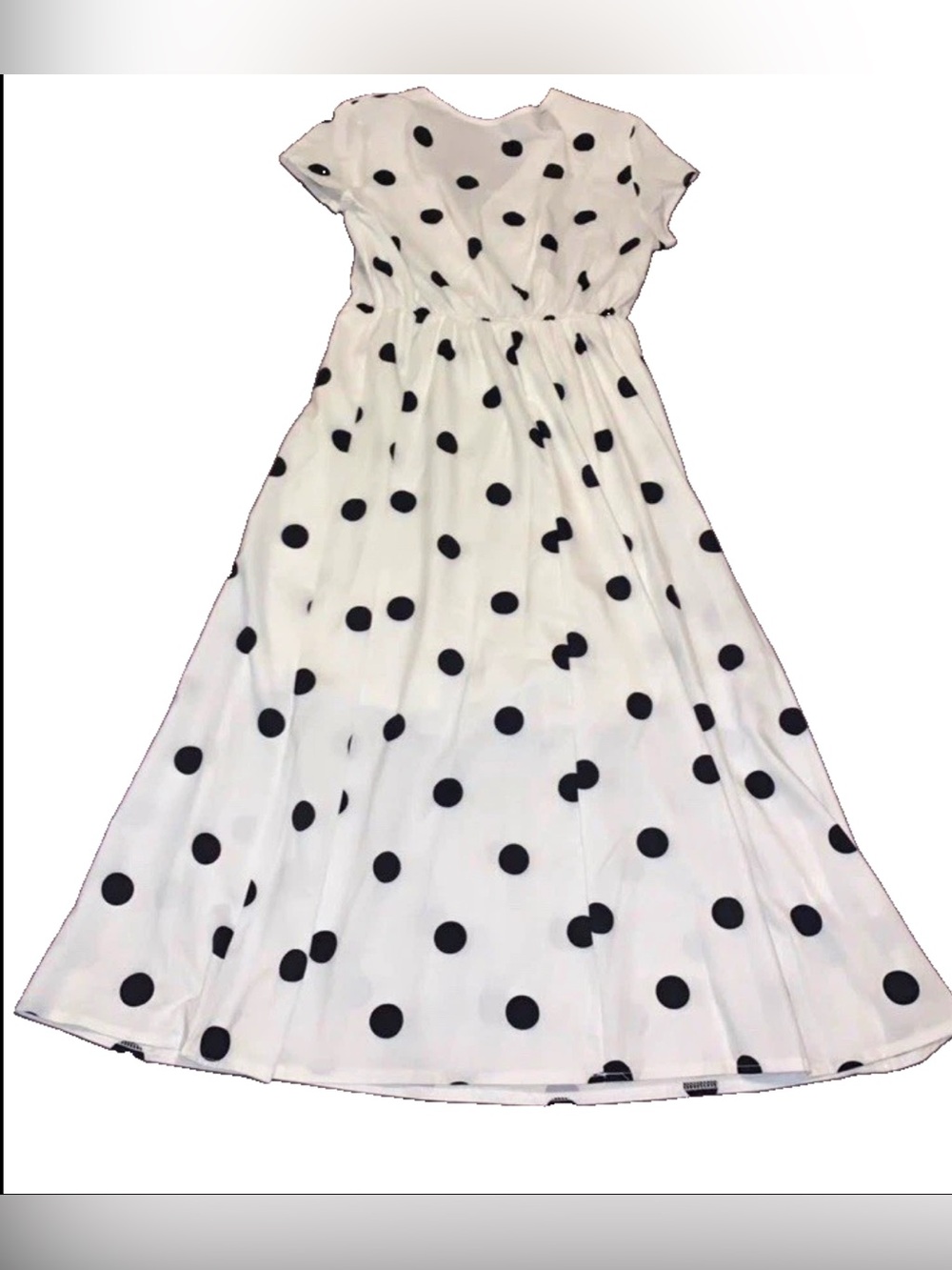 Classic Black Polka Dot White Maxi Dress